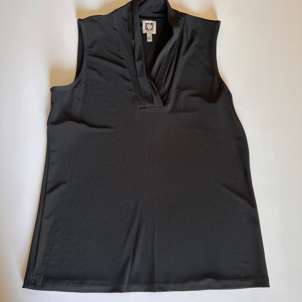 Anne Klein Black Sleeveless Top Women's Small Mock Neck Tank